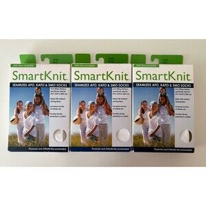 SmartKnit Seamless AFO KAFO & SMO TOE Socks Adult Reg White 3.5 x 20 Lot of 3